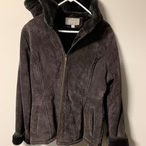 Vintage Croft & Barrow Brown Suede Winter Coat - M